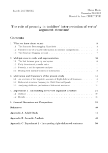 The role of prosody in toddlers` interpretation of verbs - Risc-CNRS