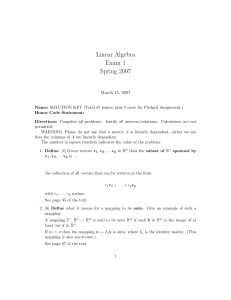 Linear Algebra Exam 1 Spring 2007