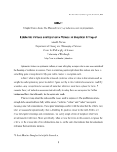 Epistemic Virtues and Epistemic Values