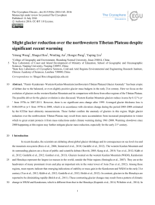 Slight glacier reduction over the northwestern Tibetan Plateau