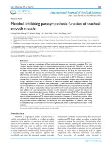 Menthol inhibiting parasympathetic function of tracheal smooth muscle