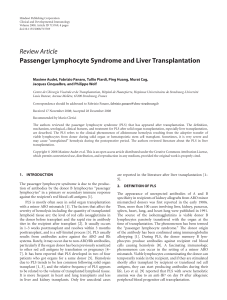 Passenger Lymphocyte Syndrome and Liver Transplantation