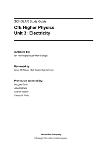 CfE Higher Physics Unit 3: Electricity