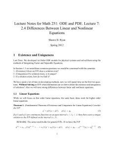 2.4 Differences Between Linear and Nonlinear Equations