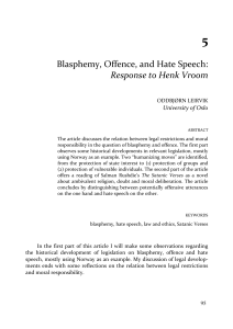 Blasphemy, Offence, and Hate Speech: Response to Henk Vroom