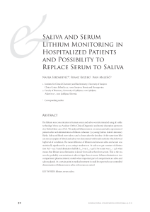 Saliva and Serum Lithium Monitoring in Hospitalized Patients and