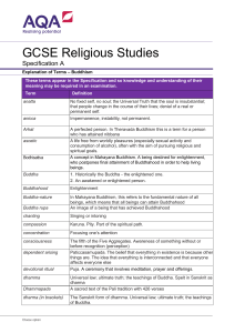 GCSE Religious Studies A Specification A - Buddhism