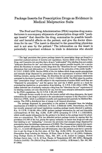 Package Inserts for Prescription Drugs as Evidence in Medical