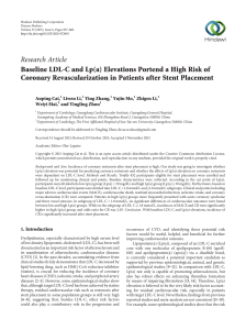 Baseline LDL-C and Lp (a) Elevations Portend a High Risk of