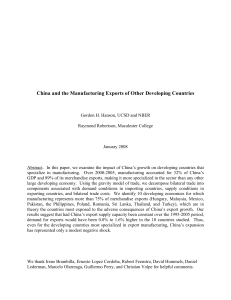 China and the Manufacturing Exports of Other Developing Countries