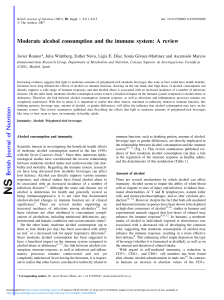 Moderate alcohol consumption and the immune system: A review