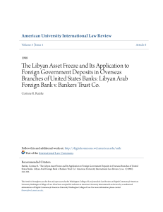 The Libyan Asset Freeze and Its Application to Foreign Government