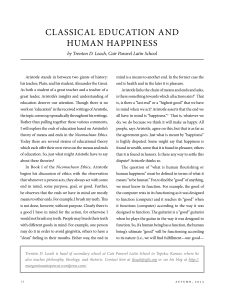 claSSIcal eDucatIoN aND HuMaN HaPPINeSS