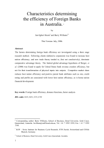 Characteristics determining the efficiency of Foreign Banks in Australia