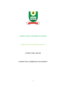MKT826 - National Open University of Nigeria