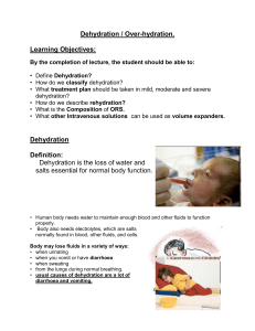 Dehydration / Over-hydration. Learning Objectives: Dehydration