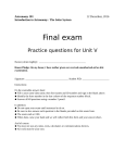 Final Exam - Practice questions for Unit V