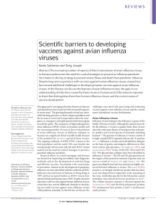Scientific barriers to developing vaccines against avian influenza