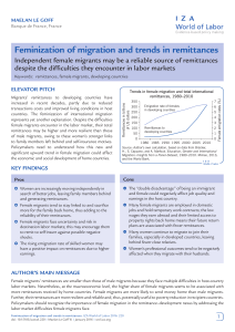 Feminization of migration and trends in remittances