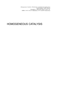 homogeneous catalysis