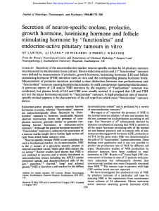 Secretion of neuron-specific enolase, prolactin, growth hormone
