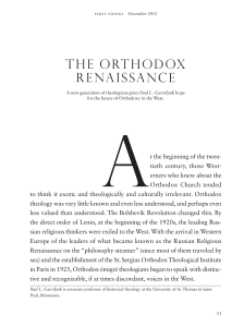 the orthodox renaissance - University of St. Thomas