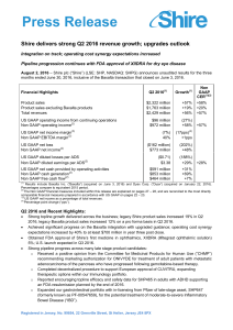 Press Release - Shire: Investor Relations