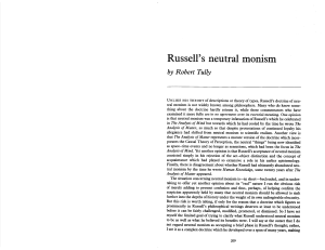Russell`s Neutral Monism