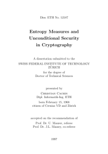 Entropy Measures and Unconditional Security in Cryptography