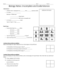 Biology Notes: Incomplete and Codominance