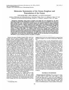 Molecular Systematics of the Genus Zoogloea and Emendation of