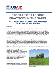 PROFILES OF FARMING PRACTICES IN THE SAHEL