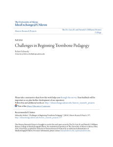 Challenges in Beginning Trombone Pedagogy