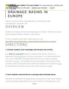 DRAINAGE BASINS IN EUROPE OVERVIEW DIRECTIONS