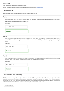 Problem 7.54 A Ball Hits a Wall Elastically