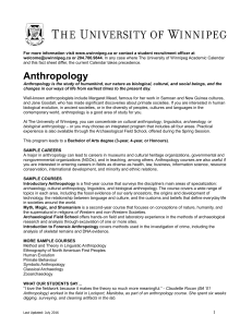 Anthropology - University of Winnipeg