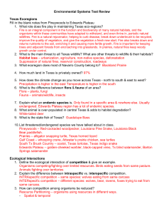 Environmental Systems Test Review Texas Ecoregions Fill in the