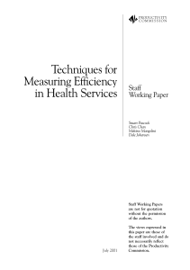 Techniques for Measuring Efficiency in Health Services