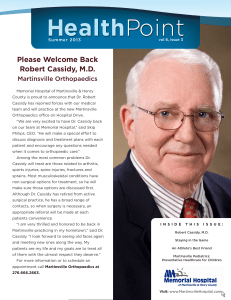 Please Welcome Back Robert Cassidy, MD