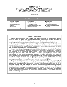 chapter 7 ethics, diversity, and respect in multicultural counselling