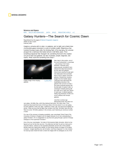 Galaxy Hunters Article, Cosmology Information, First Star Facts