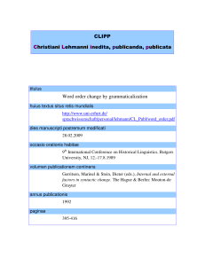 CLIPP Christiani Lehmanni inedita, publicanda, publicata Word