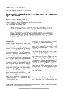 Energy densities of magnetic field and relativistic electrons at the