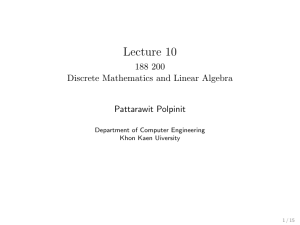 Lecture 10 - 188 200 Discrete Mathematics and Linear Algebra