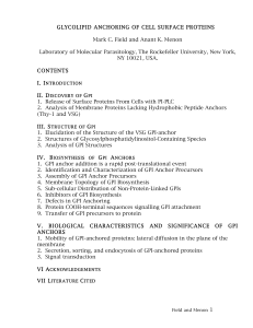 GLYCOLIPID ANCHORING OF CELL SURFACE PROTEINS Mark C