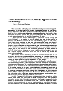 Three Propositions For a Critically Applied Medical Anthropology