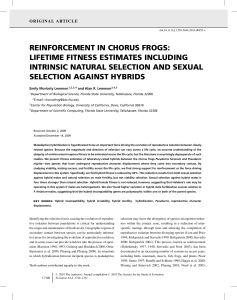 reinforcement in chorus frogs: lifetime fitness