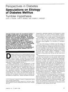 Speculations on Etiology of Diabetes Mellitus