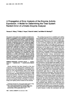 A Propagation of Error Analysis of the Enzyme Activity Expression. A