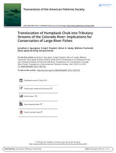 Translocation of Humpback Chub into Tributary Streams of the
